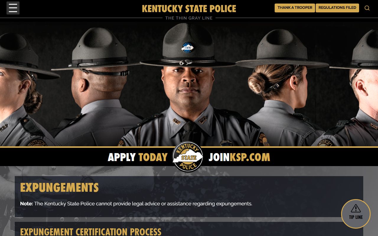 Wolfe County criminal court records Kentucky State Police expungements