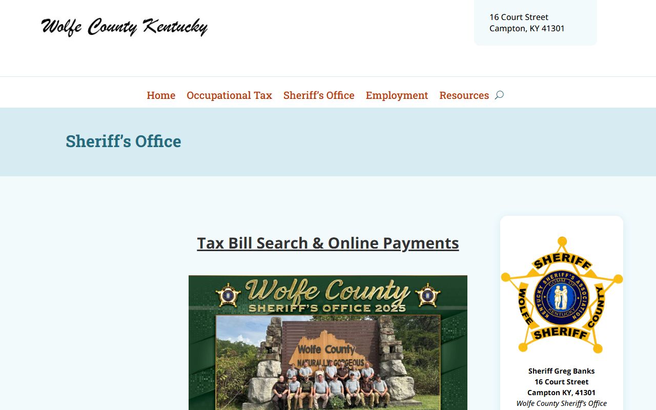 Wolfe County sheriff and warrant records page